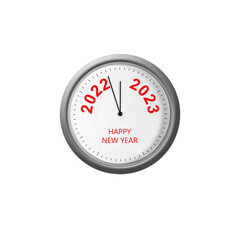 2022. 2023. The numbers on the wall clock. Happy New Year. New year concept. Holidays. Design element.