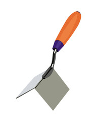 Vector Illustration Stainless Steel Plastering Trowel Concrete Trowel Construction Tools isolated on white background. Carpentry hand tools