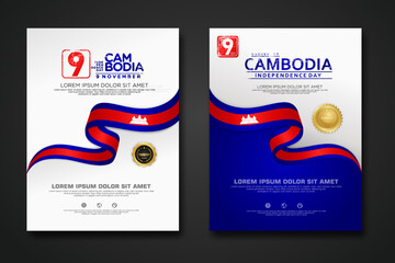 Set poster design Cambodia independence day background template
