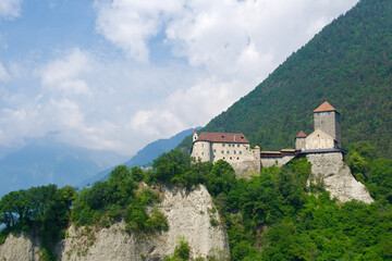 Fototapeta na wymiar Medieval Tyrol Castle standing on the hill in Tirolo, Italy