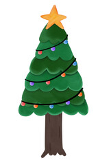 cute christmas tree isolated watercolor