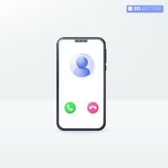 Answer and decline smartphone call buttons icon symbols, Calling and disconnec concept. 3D vector isolated illustration design. Cartoon pastel Minimal style. You can used for design ux, ui, print ad.