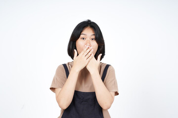 WOW Face Expression of Beautiful Asian Woman Isolated On White Background