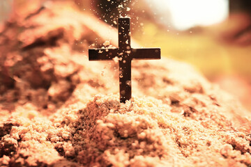 Christian cross abstract natural background. symbol of Holy Spirit. Holy Trinity Sunday, festive...