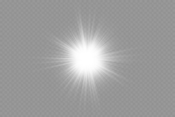 Dazzling flash. Bright Star. Magic dust. Brilliant vector. Bright sun. Glare. shining beam. Rash.