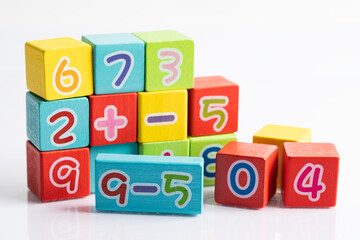 Math number colorful on white background, education study mathematics learning teach concept.