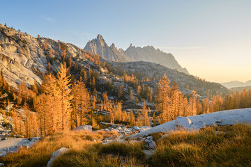 Enchantments - golden larch and prusik peak in the morning