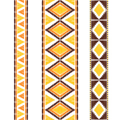 Tribal border seamless set. African print. Ethic texture. Native american decoration. Wedding, birthday, coffee shop design. - 541020709