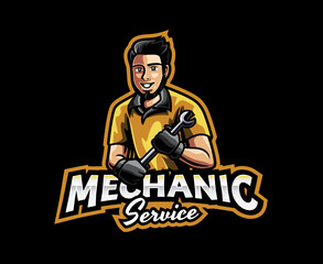 Mechanic mascot logo design