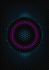 Hive texture abstract background, Black polygon futuristic and glow neon light vector graphic