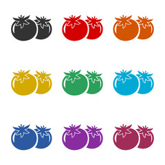 Tomato logo icon isolated on white background. Set icons colorful
