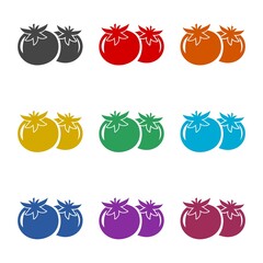 Tomato logo icon isolated on white background. Set icons colorful