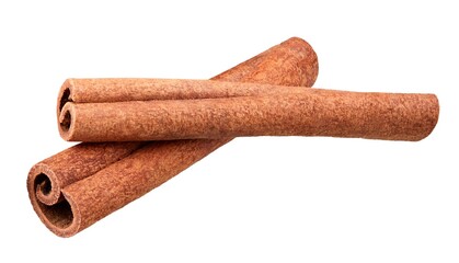 Two Cinnamon sticks isolated on white background