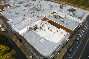 Hvac systems on a commercial rooftop
