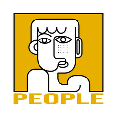 Minimalist abstract face woman, people portrait decorative art style vector illustration.