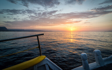 Mediterranean summer sunset on the boat