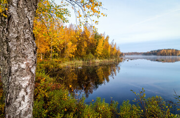 Morning lake view in October