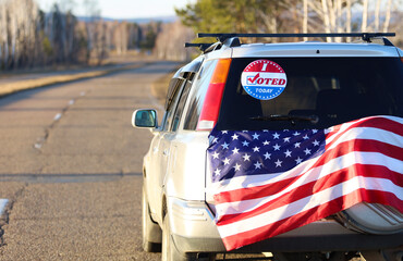 I voted today. Sticker on car trunk . USA