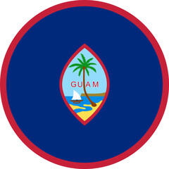 Guam Round Flag. Guamanian Circle Circular Country Nation National Banner Symbol Sign Ensign Flag. Transparent PNG Flattened JPG Flat JPEG