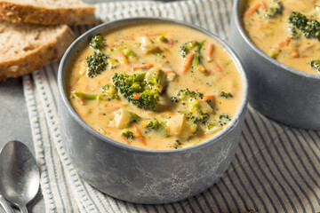 Homemade Healthy Broccoli Cheddar Soup - obrazy, fototapety, plakaty