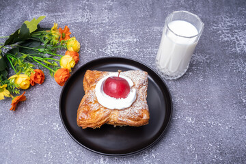Korean style apple fresh cream bread