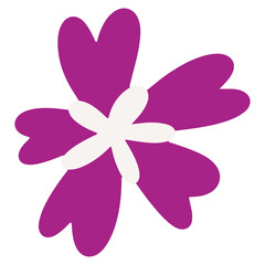 Cute violet flower in trendy hand drawn illustration for design element