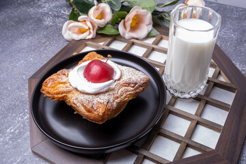 Korean style apple fresh cream bread