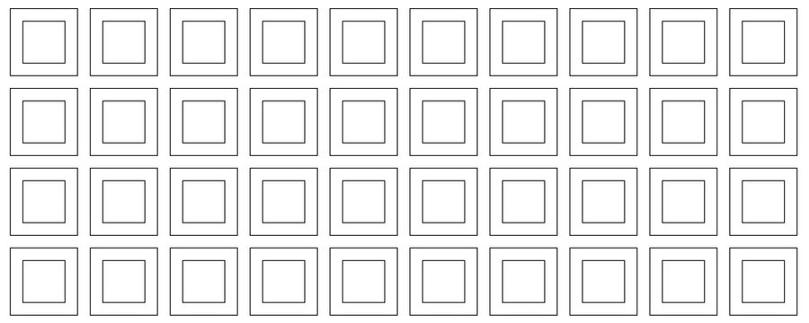 grid with a set of forty small blank squares. four rows and ten columns