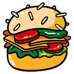 burger for tasty fast food theme design. hand drawn illustration design