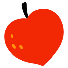 Cute peach in naive style illustration design. Trendy childish hand drawn clip art for design element and ornament