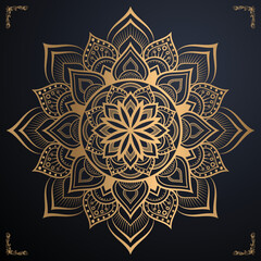 Luxury ornamental mandala design background in gold color and eps file download 