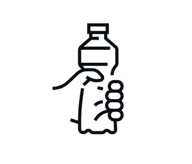 Hand holding drinking water bottle vector illustration.
