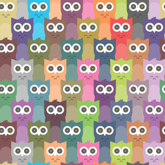 vector colorful owls seamless, repeat pattern background. Perfect for Halloween themed gift wrapping, scrapbook, Banner, flyer, poster, invitation, postcard projects