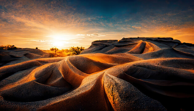 Beautiful Sand dune desert landscape in Dammam -Saudi Arabia.
