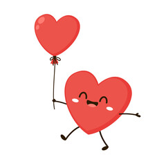 Red cute heart character. Romantic flat style Valentine's Day illustrations to express feelings of love.