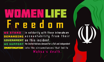 Free iranian woman poster. Iran protests. Women Life Freedom movement.