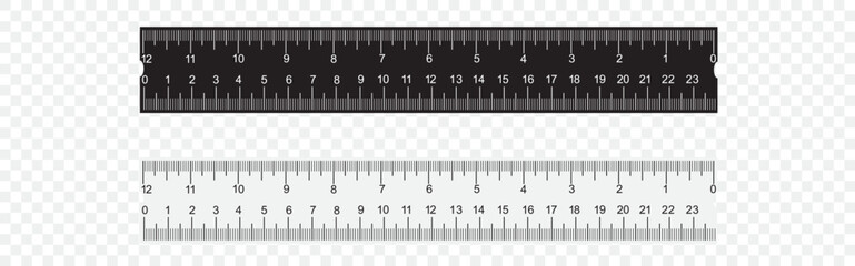 Inch and metric rulers. Centimeters and inches measuring scale cm metrics indicator
