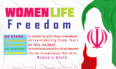 Free iranian woman poster. Iran protests. Women Life Freedom movement.