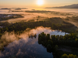 sunrise over the lake