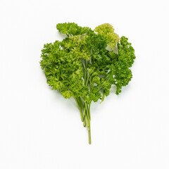 Parsley bunch white background isolated white background leaves fragrant herb