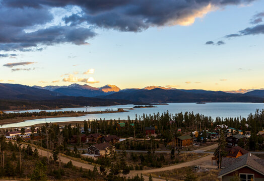 Beautiful Autumn Sunset on Granby Lake in the Colorado Rocky Mountains