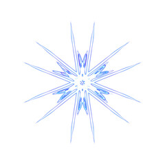 Isolated blue purple and white icy, frosty whimsical snowflakes