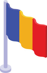 Romanian desktop flag icon isometric vector. Romania holiday. Landmark travel