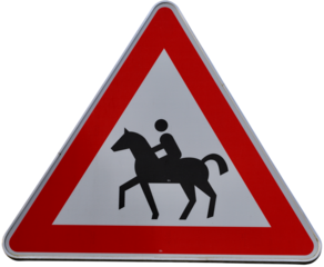 horse warning sign isolated