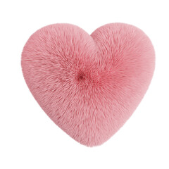 3d pink fluffy heart icon, like and love 3d render illustration, colorful heart, PNG