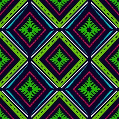 Seamless geometric folklore ornament, Tribal ethnic texture. Seamless striped pattern in Aztec style, Figure tribal embroidery, Scandinavian, Ikat pattern