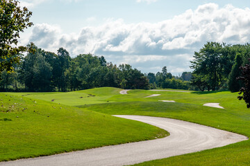 Golf field on the warm autumn day