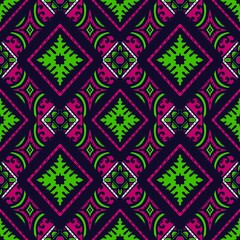 Seamless geometric folklore ornament, Tribal ethnic texture. Seamless striped pattern in Aztec style, Figure tribal embroidery, Scandinavian, Ikat pattern