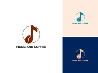 ILLUSTRATION ABSTRACT MUSIC AND COFFEE SIMPLE LOGO ICON MODERN DESIGN VECTOR