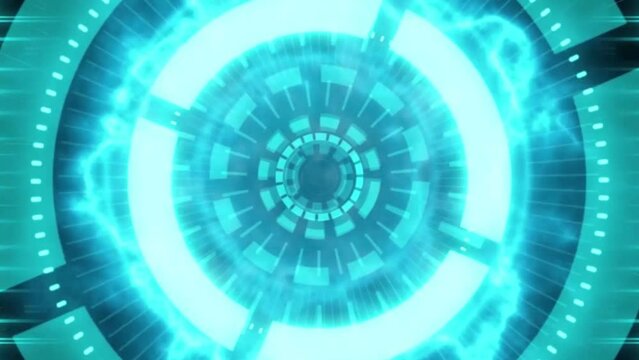 Animation of a big bang and a circuit burst. Abstract digital portal and micro scheme elements. Cyber concept.